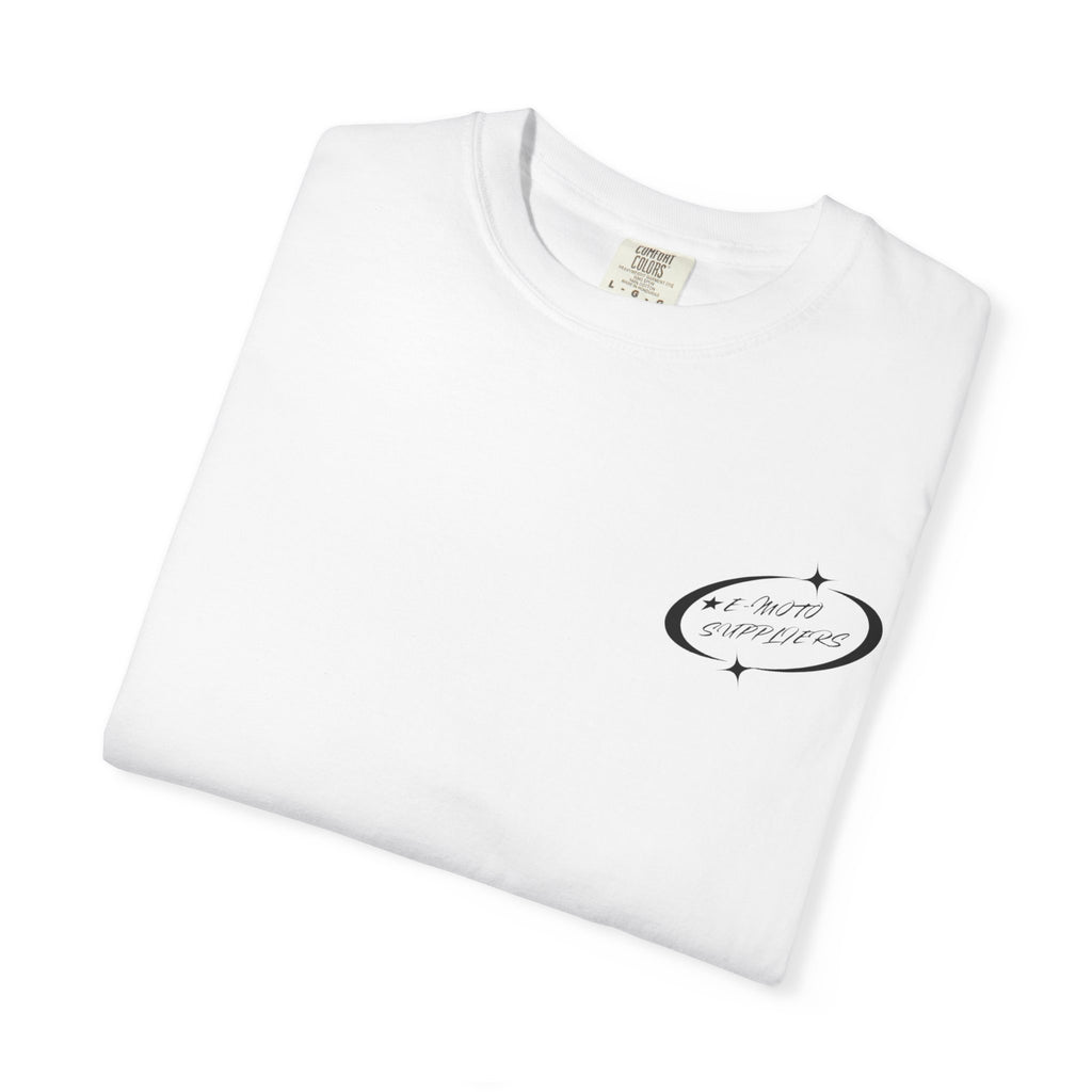 E-Moto Suppliers logo T-Shirt | Front Wheel Up graphic
