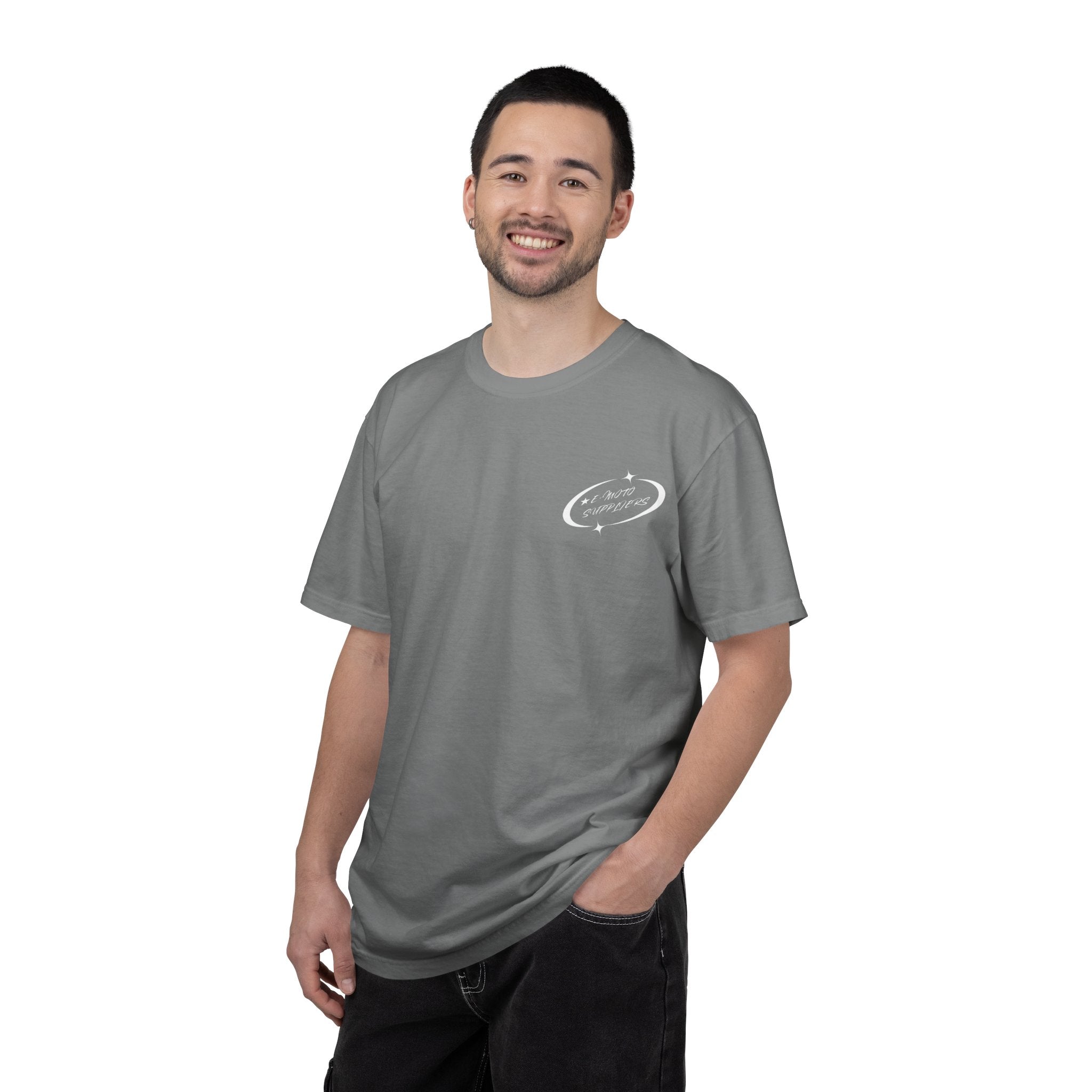 E-Moto Suppliers logo T-Shirt | Front Wheel Up graphic
