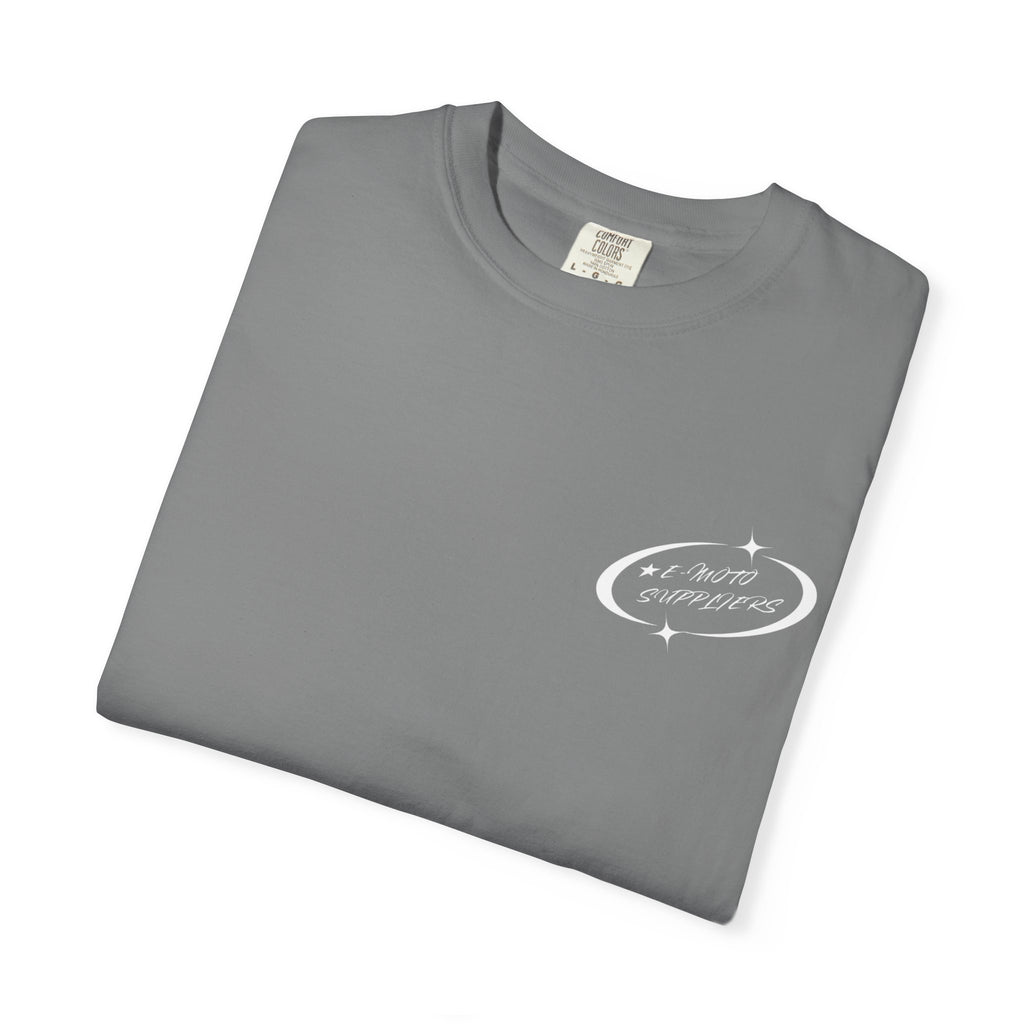 E-Moto Suppliers logo T-Shirt | Front Wheel Up graphic