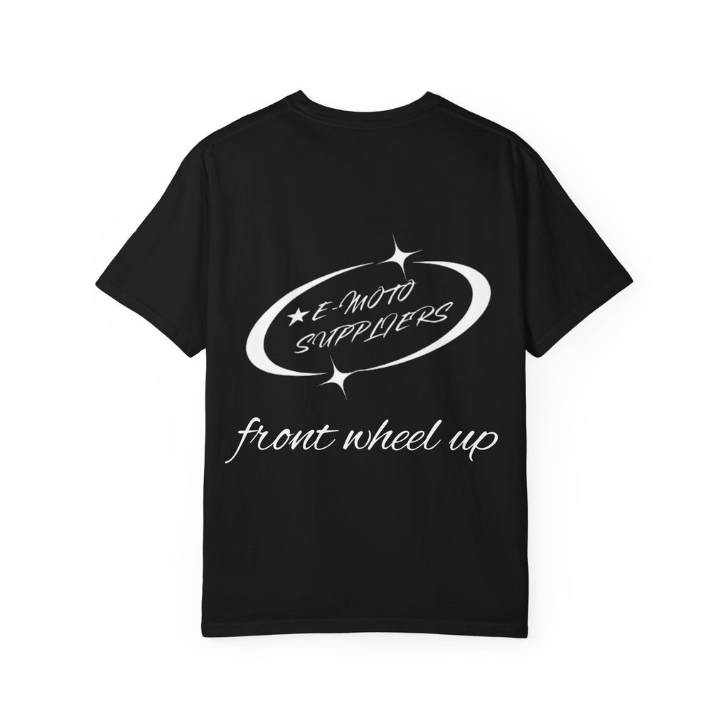 E-Moto Suppliers logo T-Shirt | Front Wheel Up graphic