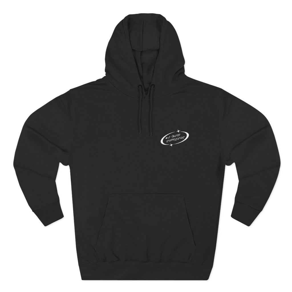 E-MOTO SUPPLIERS embroiderd hoodie in black
