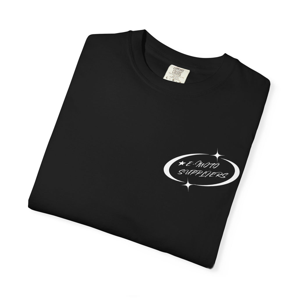 E-Moto Suppliers logo T-Shirt | Front Wheel Up graphic