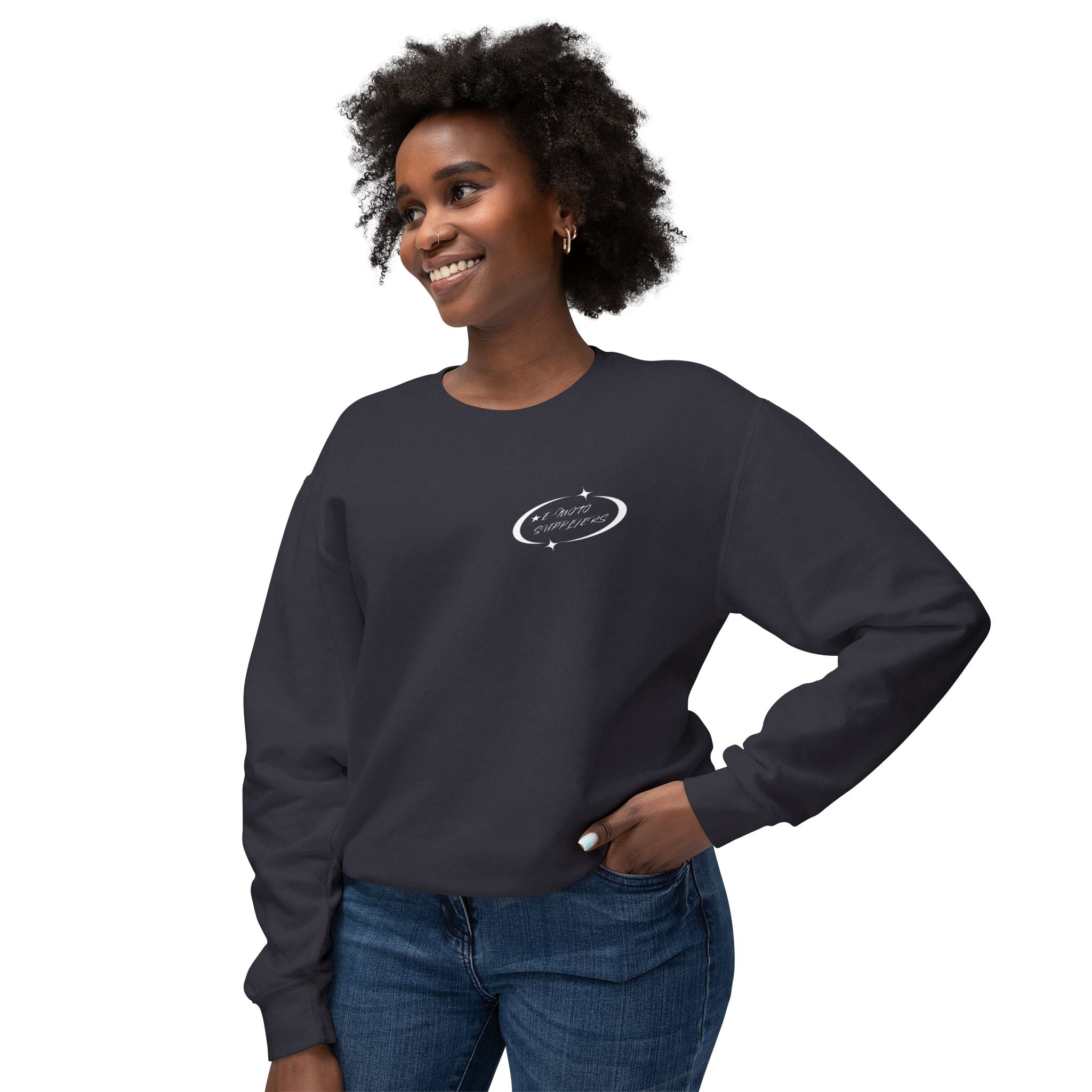 E-Biking Is Not a Crime Crewneck Sweatshirt | Minimal Planet Chest Logo