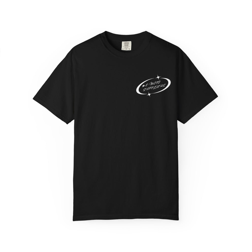 E-Moto Suppliers logo T-Shirt | Front Wheel Up graphic