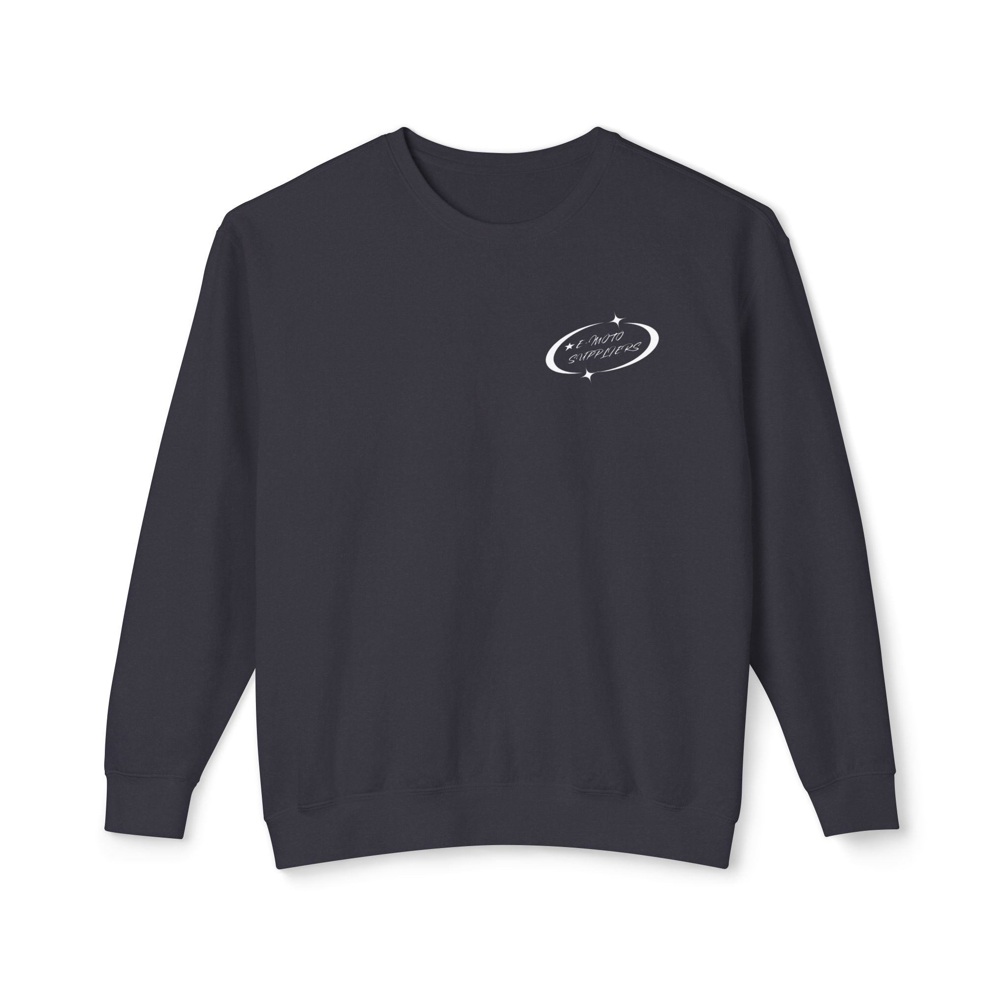 E-Biking Is Not a Crime Crewneck Sweatshirt | Minimal Planet Chest Logo