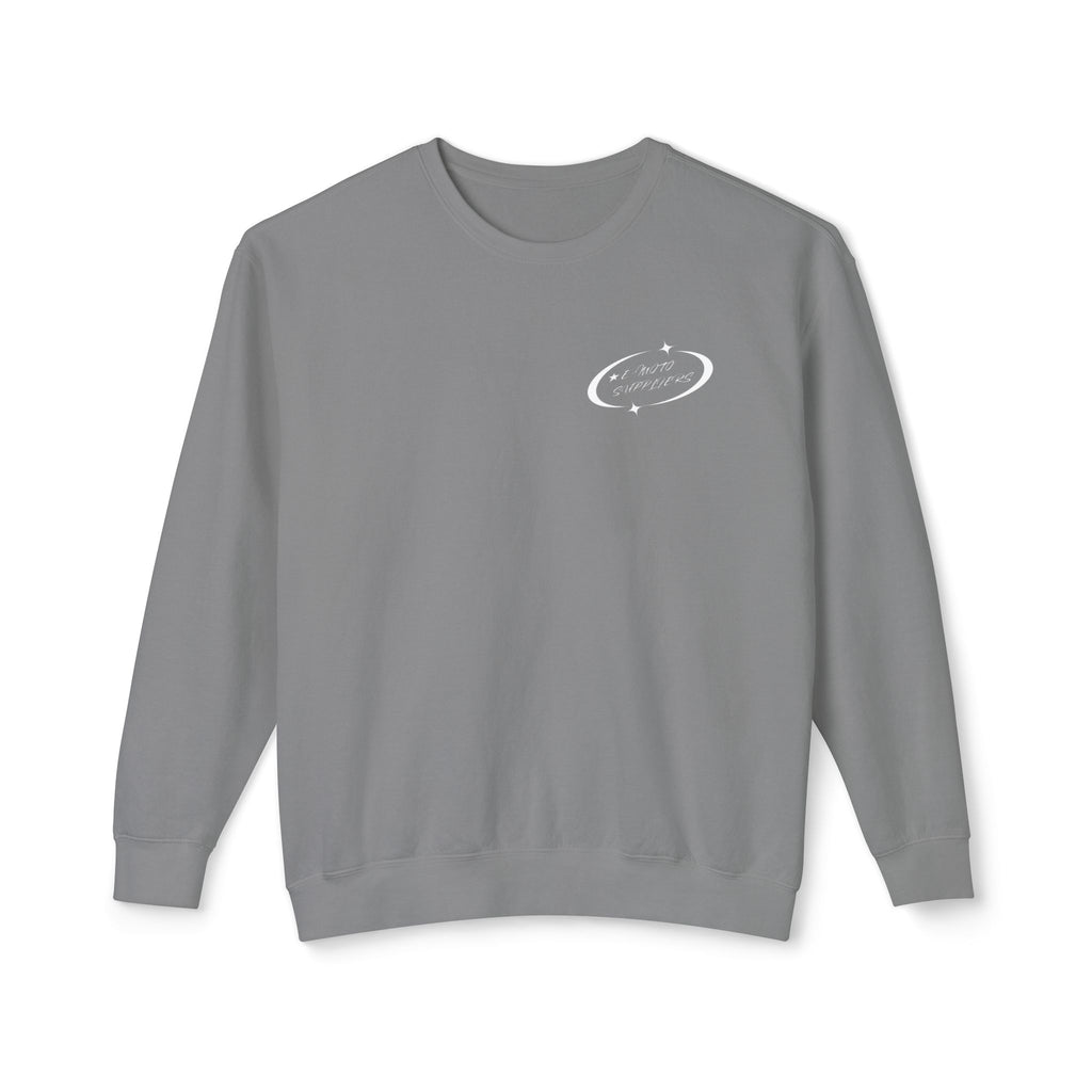 E-Biking Is Not a Crime Crewneck Sweatshirt | Minimal Planet Chest Logo