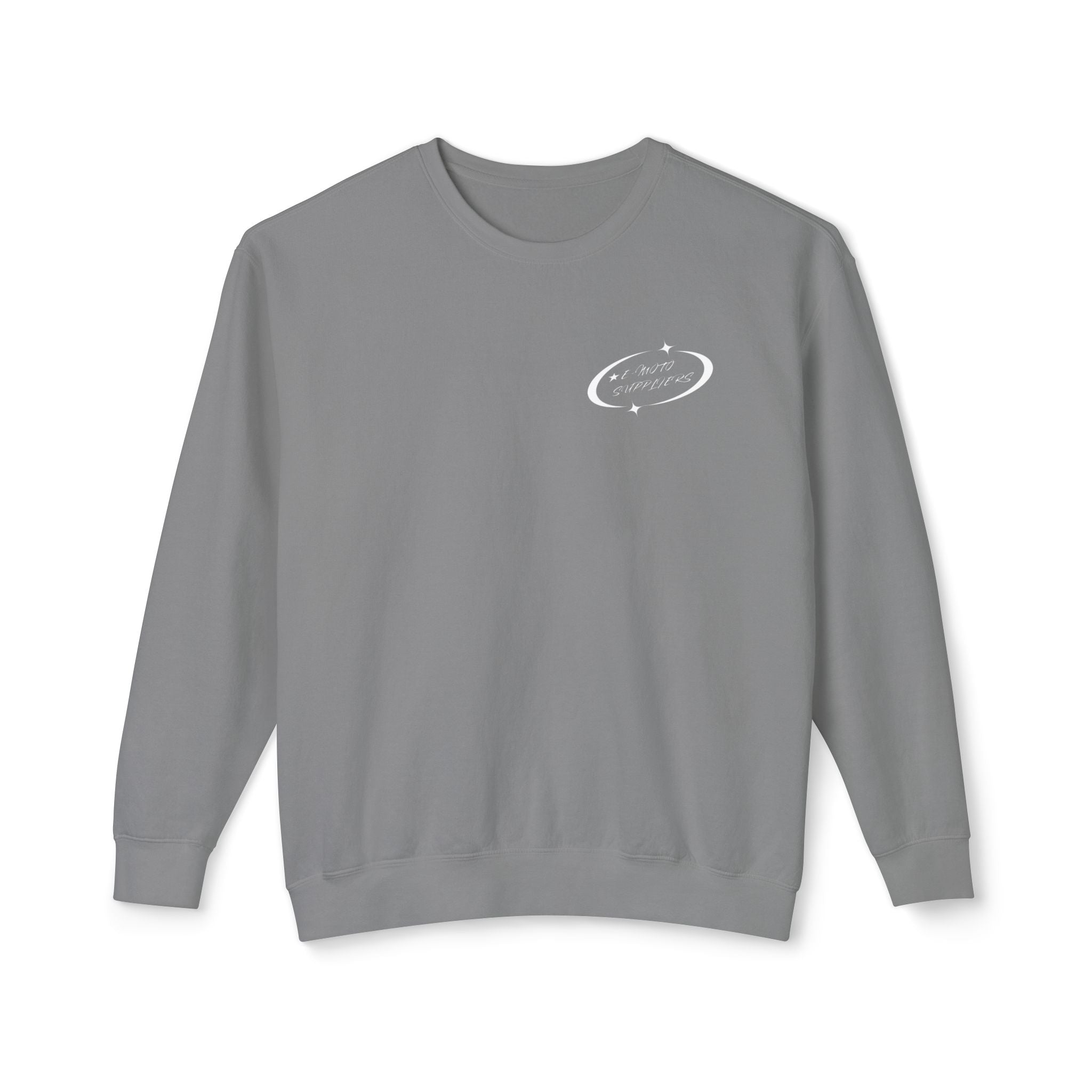 E-Biking Is Not a Crime Crewneck Sweatshirt | Minimal Planet Chest Logo