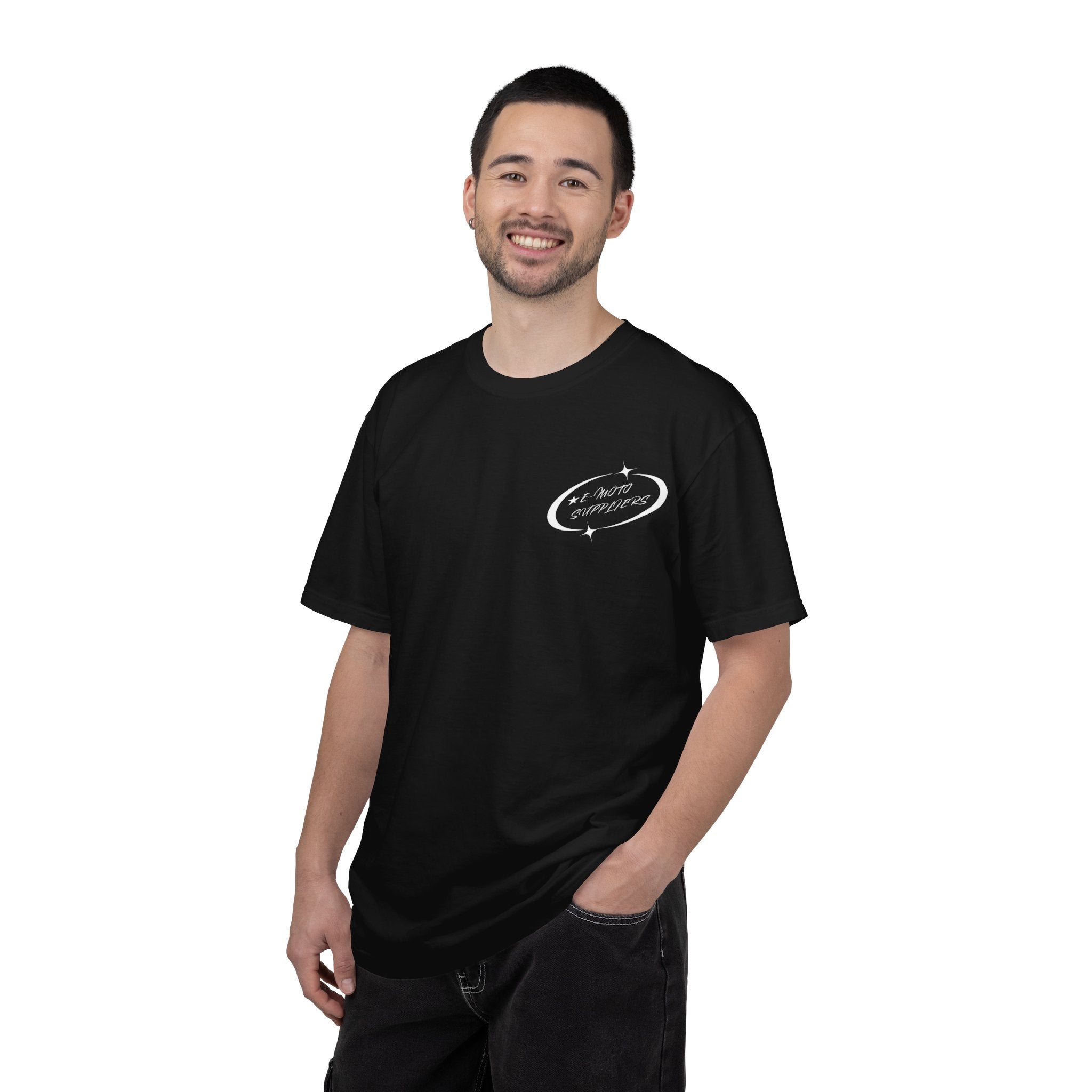 E-Moto Suppliers logo T-Shirt | Front Wheel Up graphic
