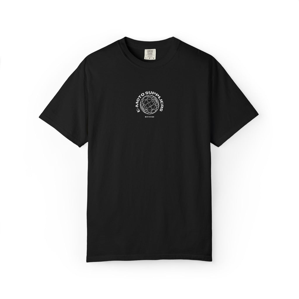 E-MOTO SUPPLIERS embroidered world logo shirt