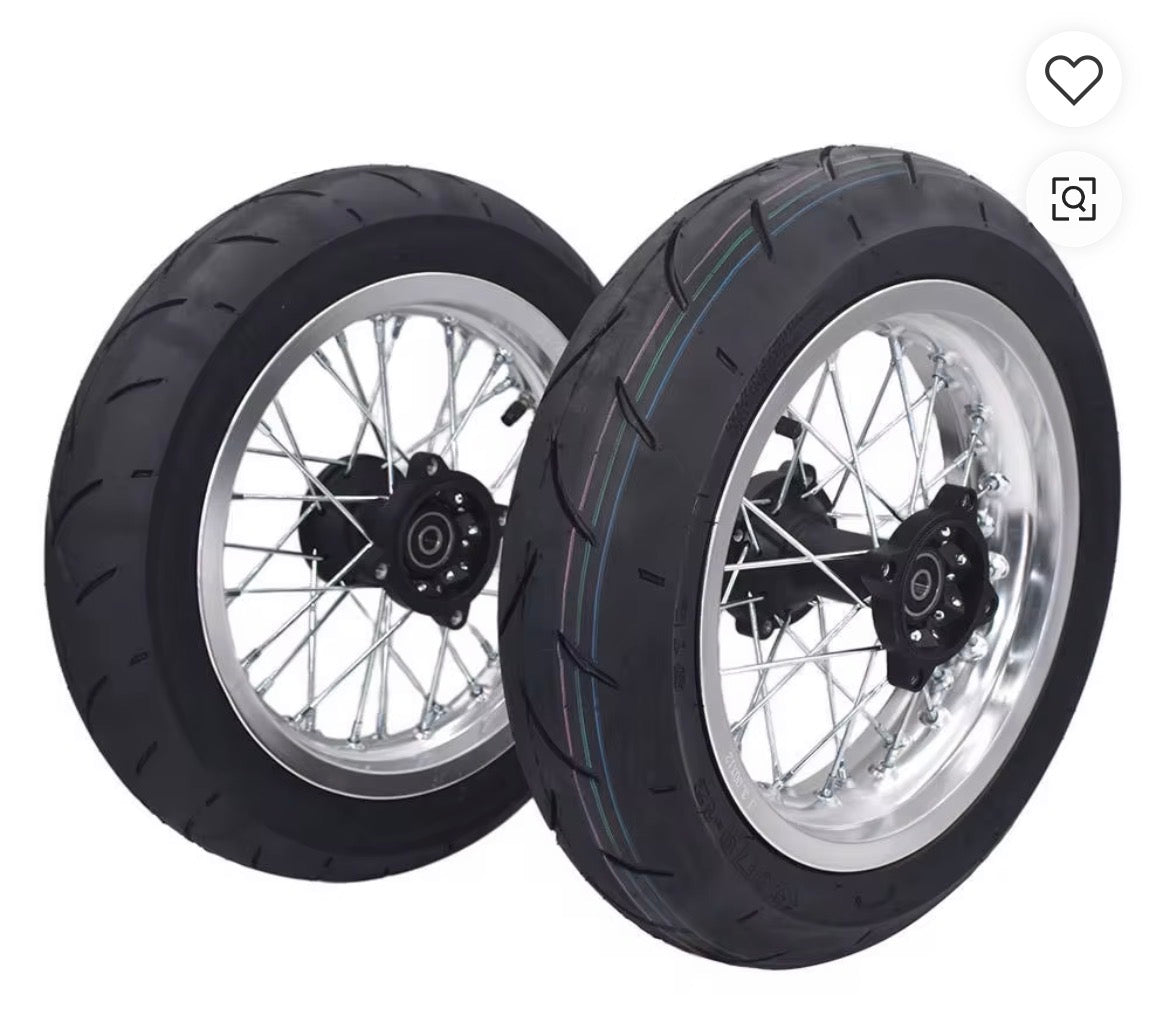 pre order 12” Supermoto Wheel &amp; Tire Set for tuttio, yozma and razor or custom build