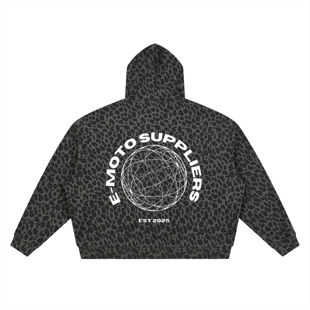 E-MOTO SUPPLIERS leopard print zip up